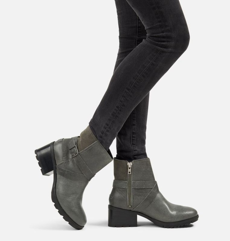 Botines Sorel Mujer - Cate™ Buckle Mid Gris Oscuro - 21359-ZYMI